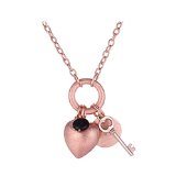 SunIfSnow Women One Ring Hang Love Lock Key Necklace rose gold